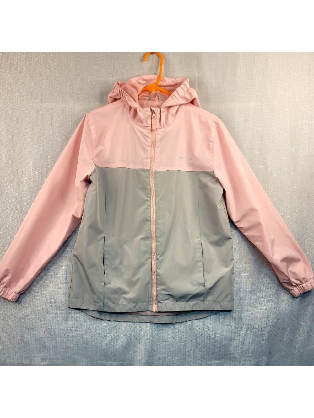 Eddie Bauer Kids Girls 3-in-1 Hooded Jacket L Pink Gray Windbreaker Lightweight